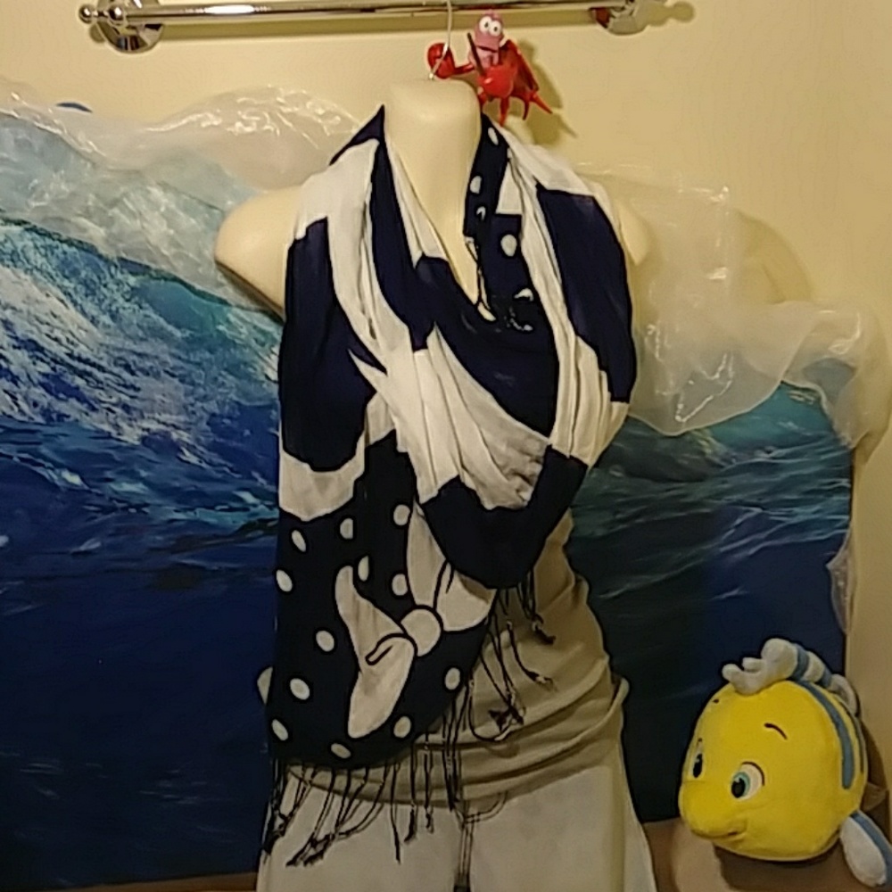 Minnie mouse blue and white Bow Polka-dots Scarf